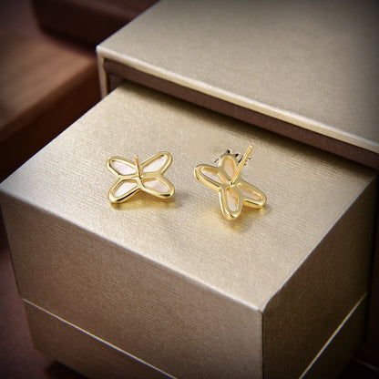 [GALE]JEUX DE WHITE POP GOLD DIAMOND EARRINGS