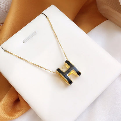 [GALE]HM CLIC SCHWARZES EMAIL-GOLD-KETTEN