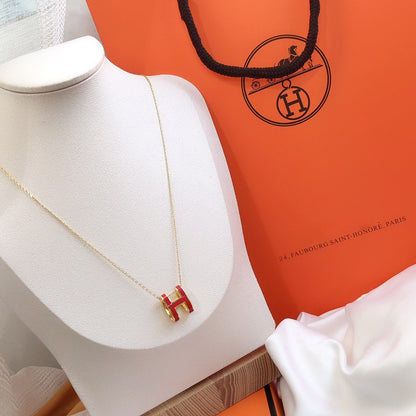 [GALE]HM CLIC ROTE EMAILLE-GOLD-KETTE