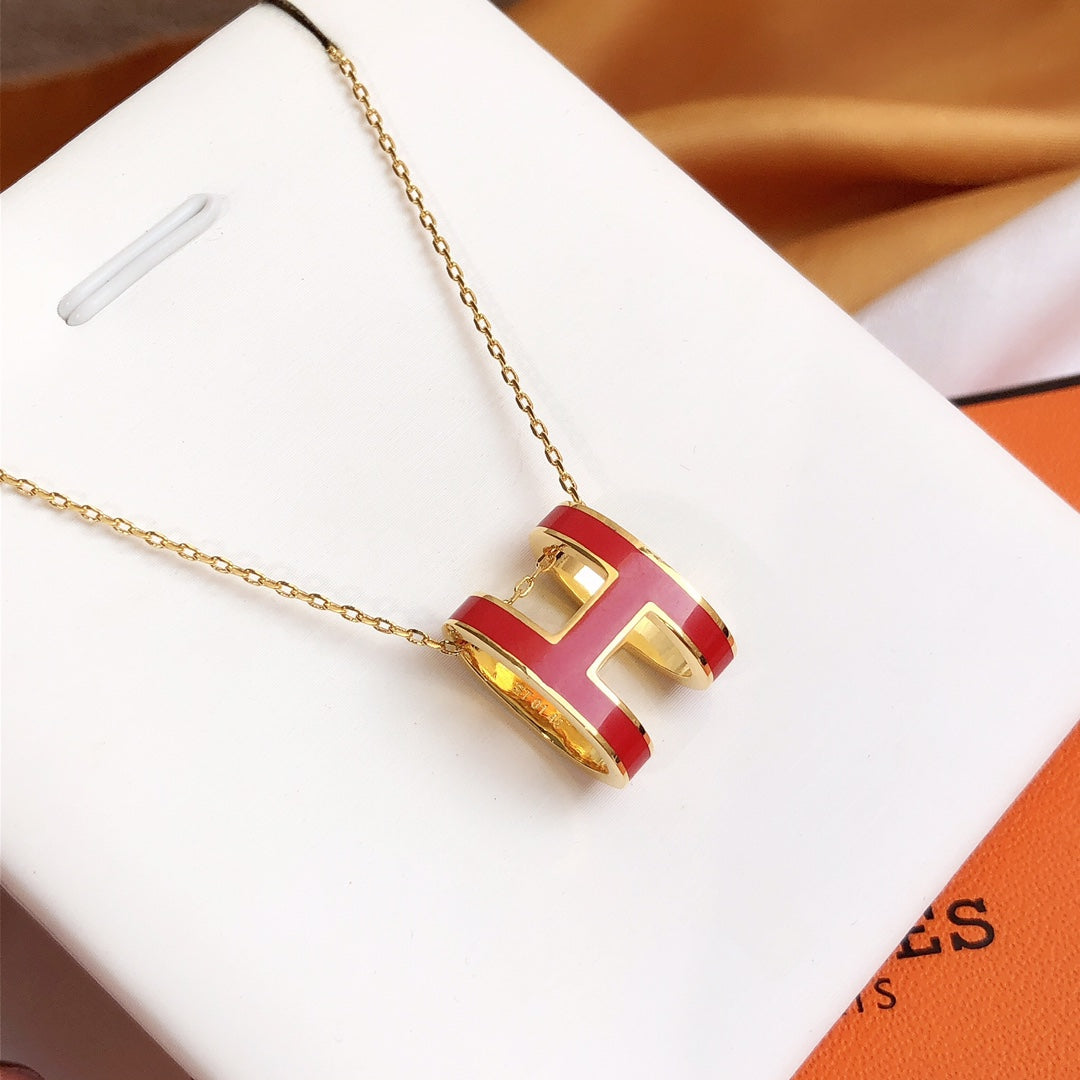 [GALE]HM CLIC ROTE EMAILLE-GOLD-KETTE