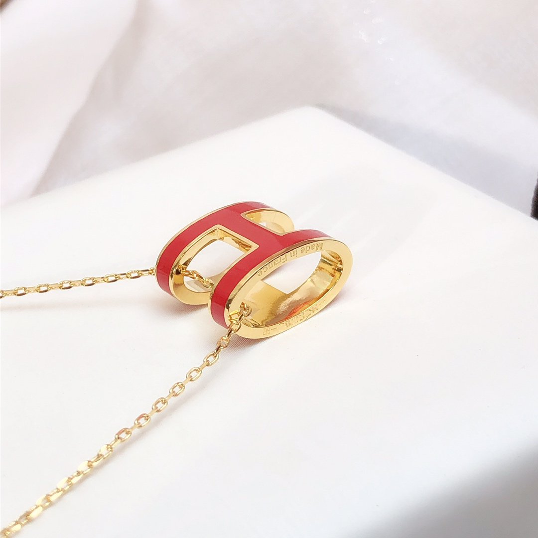 [GALE]HM CLIC ROTE EMAILLE-GOLD-KETTE