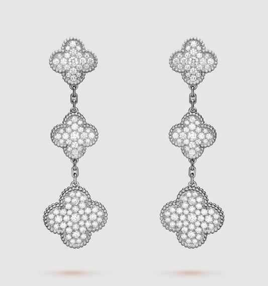 [GALE] KLEE-OHRRINGE MIT 3 DIAMANTEN UND SILBER