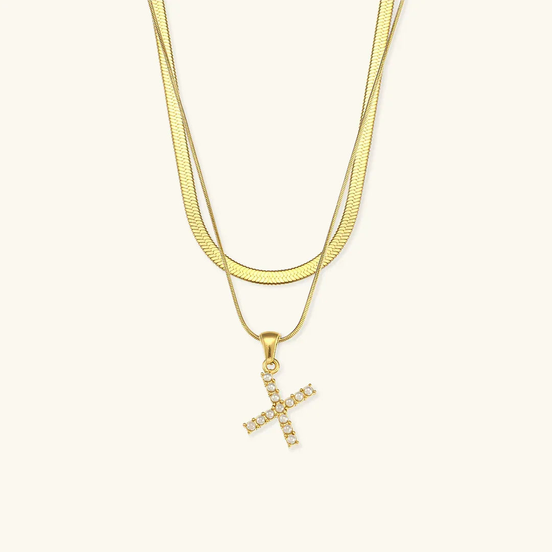 [GALE]Fiona Layered Gold Initial Letter Necklace