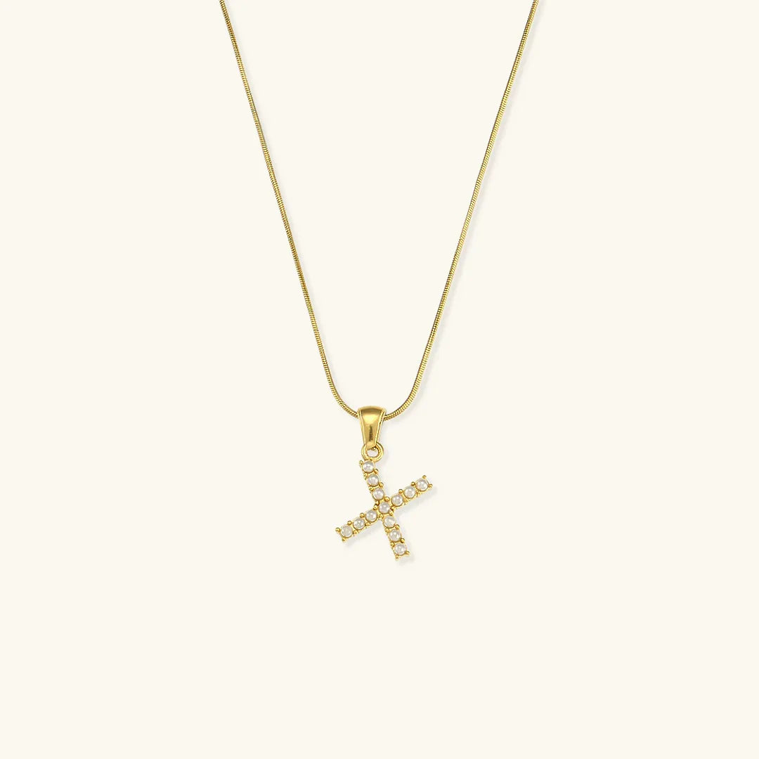 [GALE]Augustine Initial Letter Pearl Necklace
