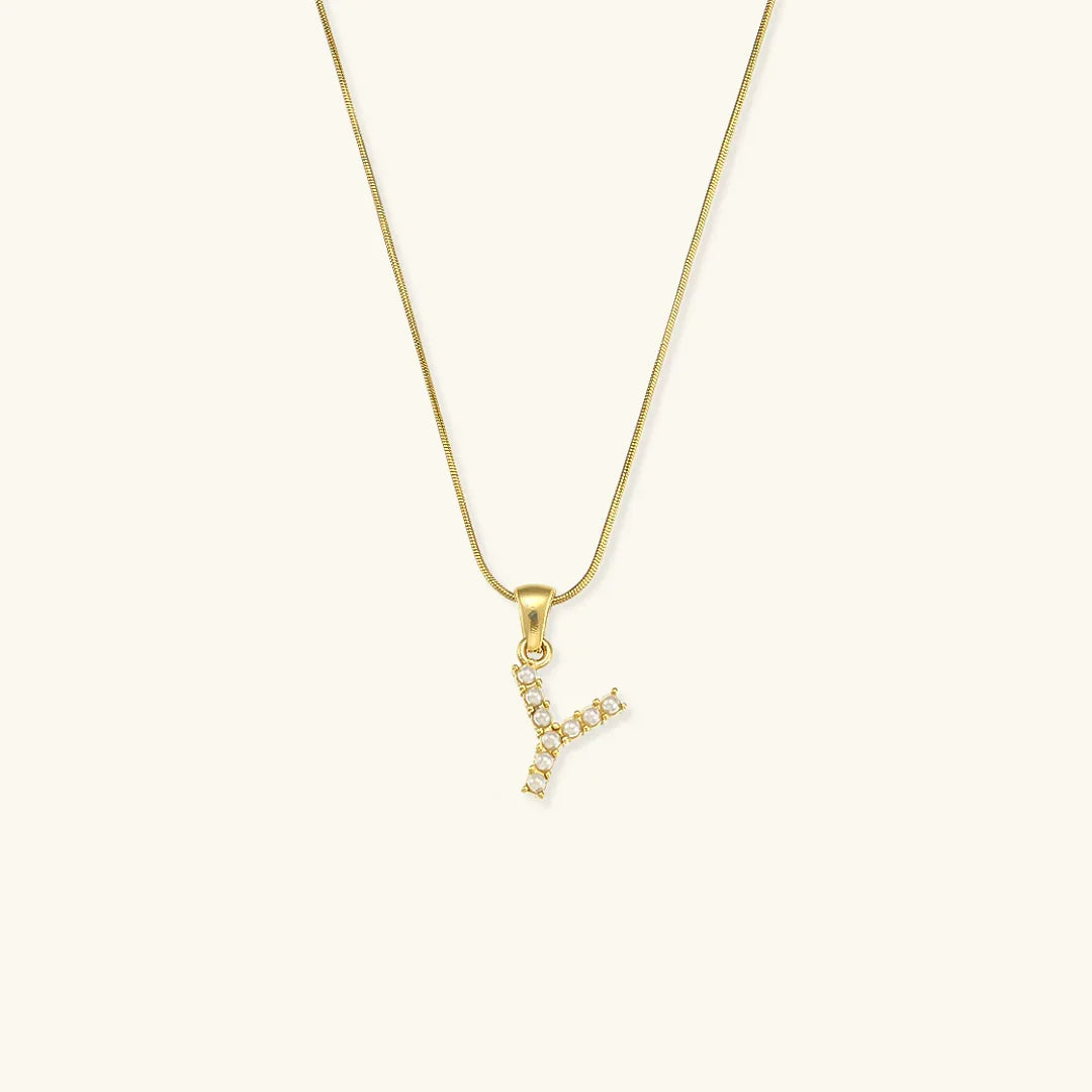 [GALE]Augustine Initial Letter Pearl Necklace
