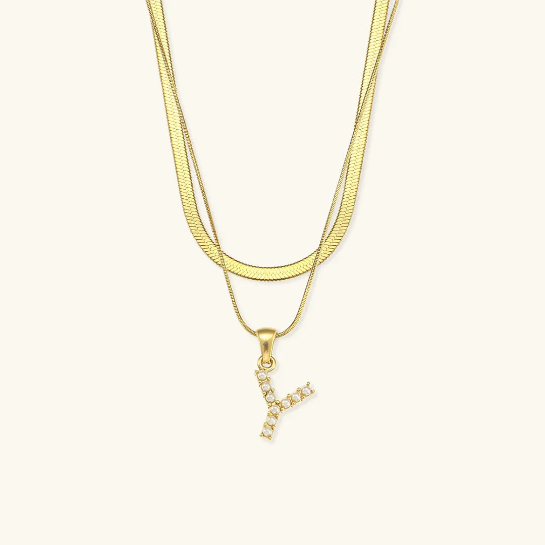 [GALE]Fiona Layered Gold Initial Letter Necklace