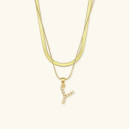 [GALE]Fiona Layered Gold Initial Letter Necklace