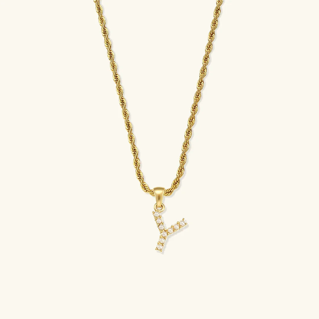 [GALE]Elodie Initial Letter Pearl Necklace