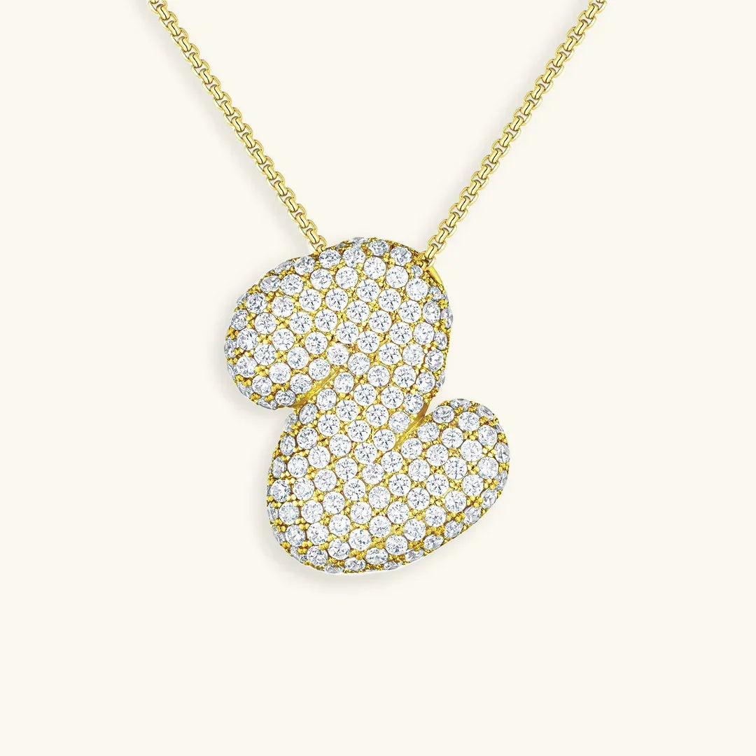 [GALE]Bubble Initial Diamond Necklace