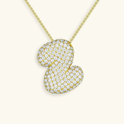 [GALE]Bubble Initial Diamond Necklace