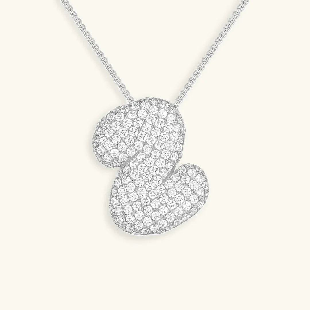 [GALE]Bubble Initial Diamond Necklace