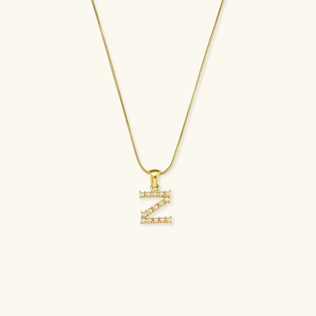 [GALE]Augustine Initial Letter Pearl Necklace