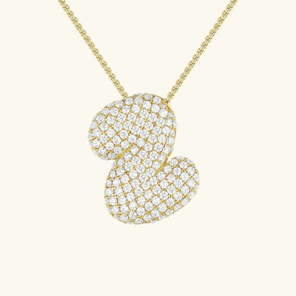 [GALE]Bubble Initial Diamond Necklace