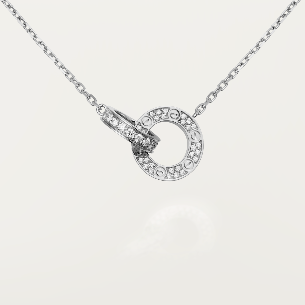 [GALE] LOVE 7,6 mm Halskette aus Roségold und Silber, komplett mit Diamanten besetzt