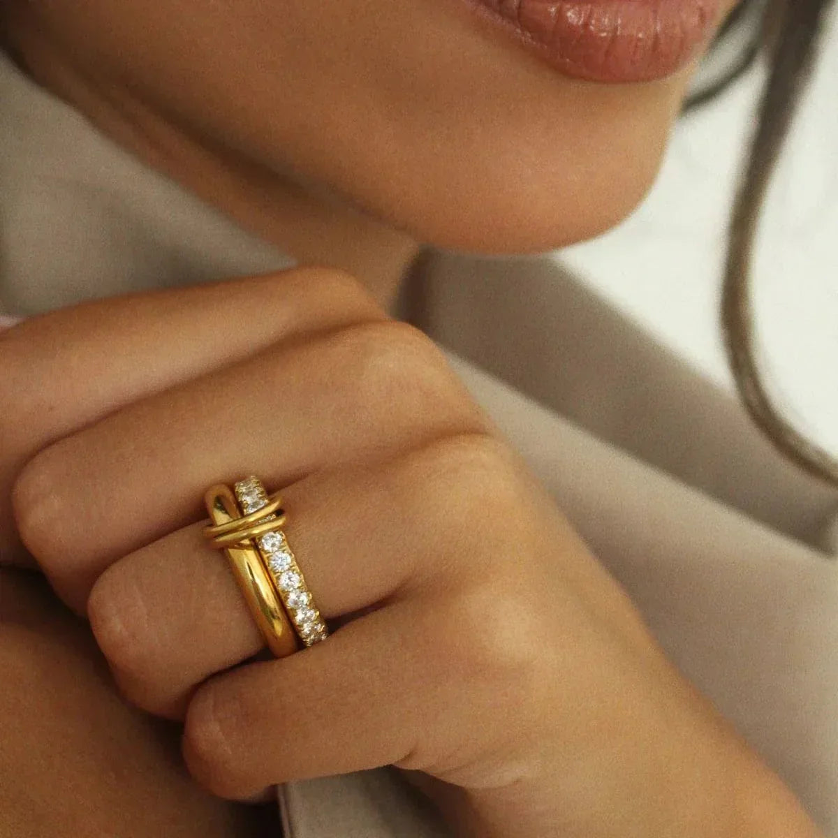 [GALE]Alison Stacked Diamond Ring