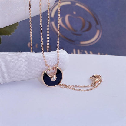 [GALE]AMULETTE ROSE GOLD ONYX NECKLACE