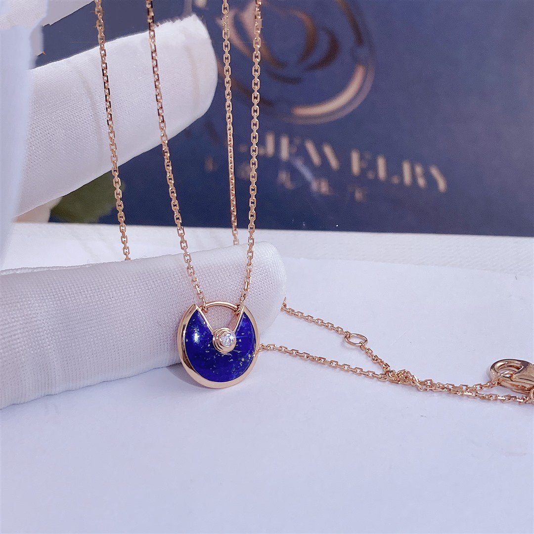 [GALE]AMULETTE ROSE GOLD AGATE NECKLACE