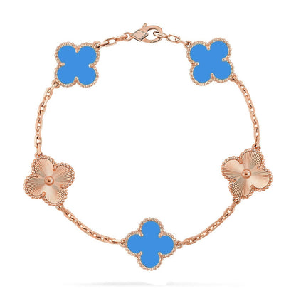 [GALE] CLOVER 5 MOTIF BLUE AGATE BRACELET COLLECTION