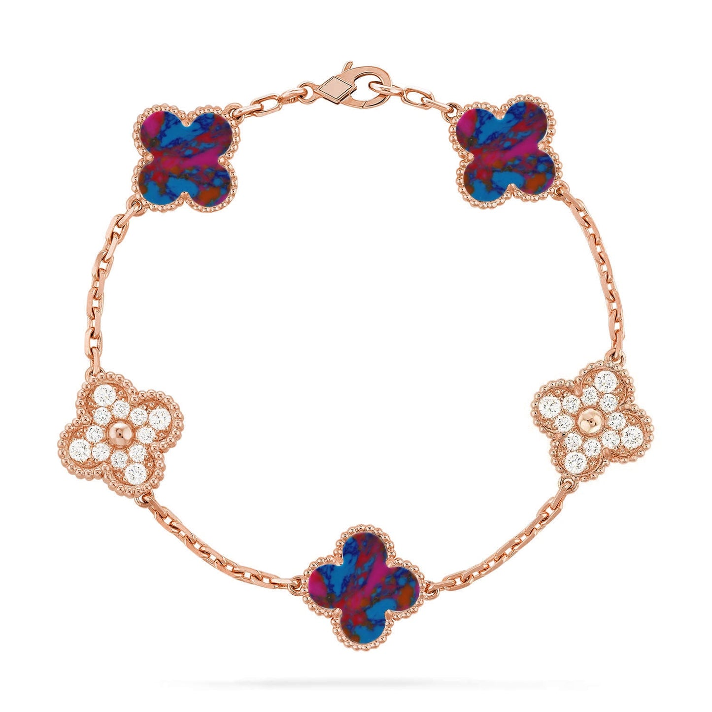 [GALE]CLOVER 5 MOTIF COLOR GEMSTONES BRACELET COLLECTION