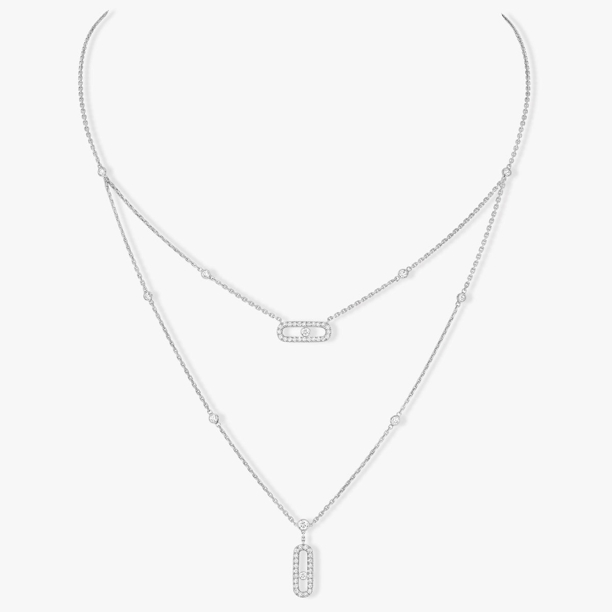 [GALE]MOVE 2 ROW DIAMOND NECKLACE