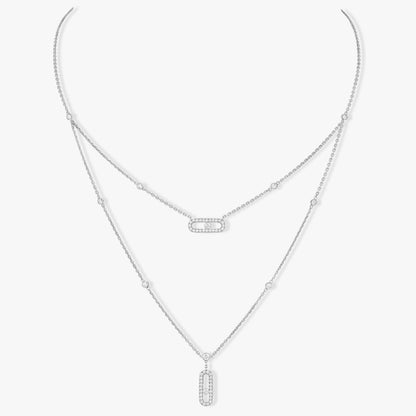 [GALE]MOVE 2 ROW DIAMOND NECKLACE