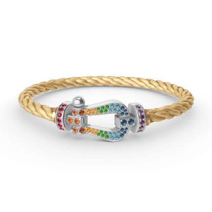 [GALE]FORC LARGE HORSESHOE  COLORED DIAMOND BRACELET SILVER
