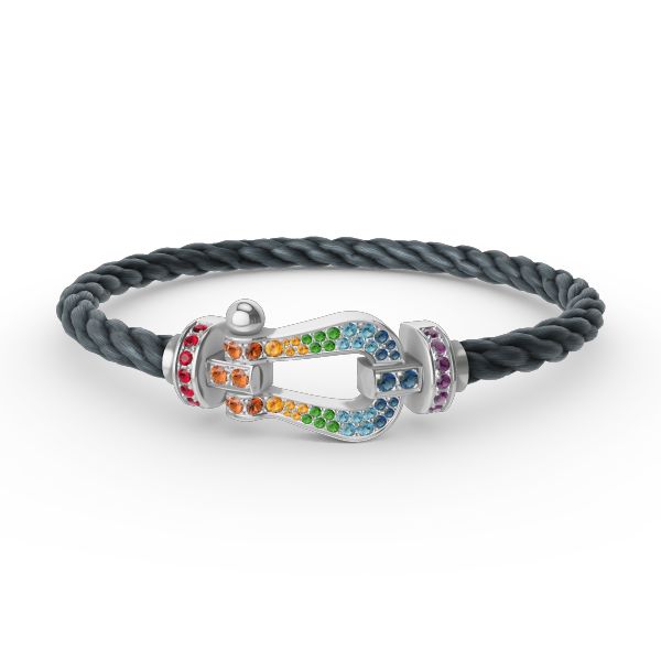 [GALE]FORC LARGE HORSESHOE  COLORED DIAMOND BRACELET SILVER