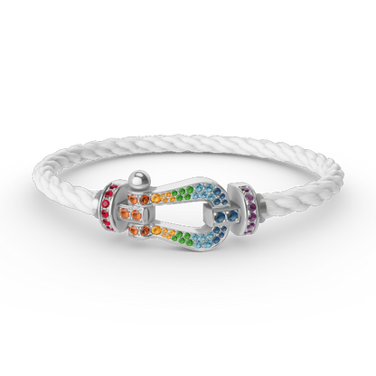 [GALE]FORC LARGE HORSESHOE  COLORED DIAMOND BRACELET SILVER