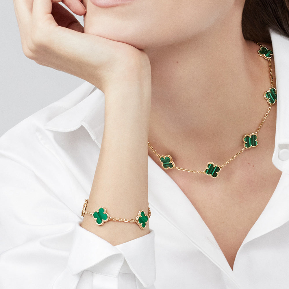[GALE]CLOVER 10 MOTIFS MALACHITE NECKLACE