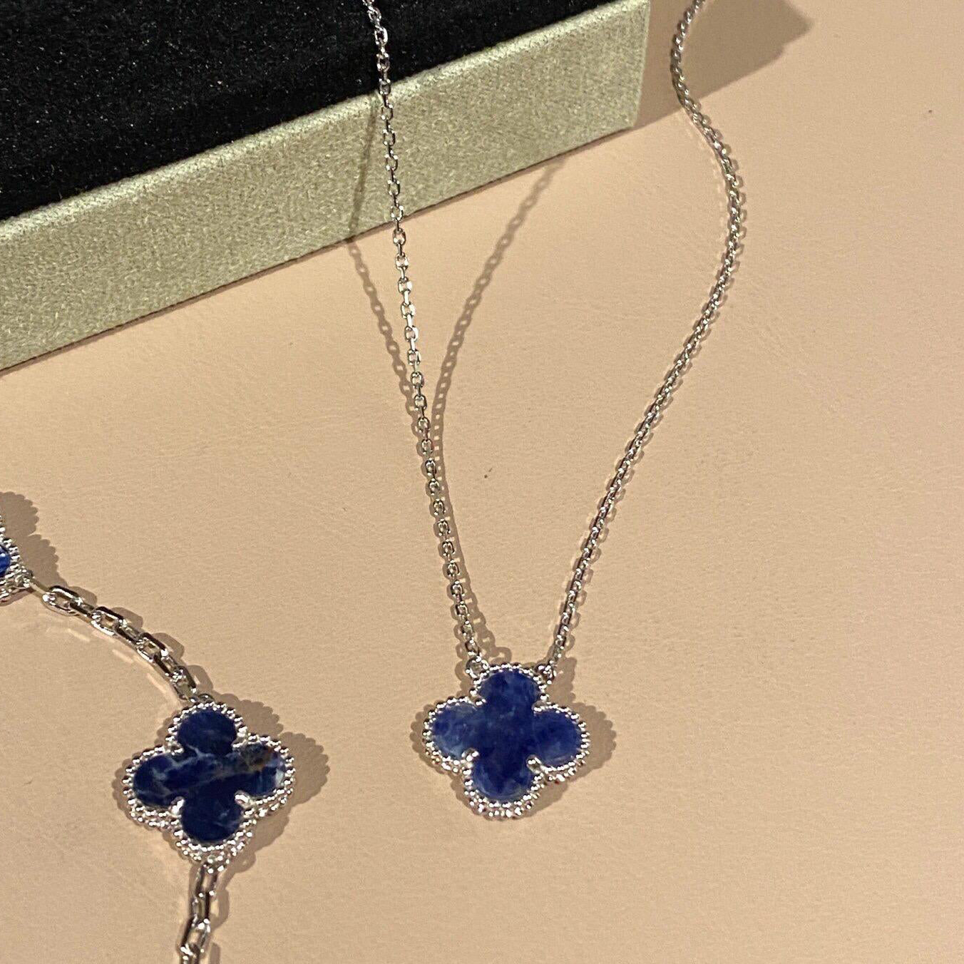 [GALE]CLOVER 15MM PIETERSITE NECKLACE SILVER
