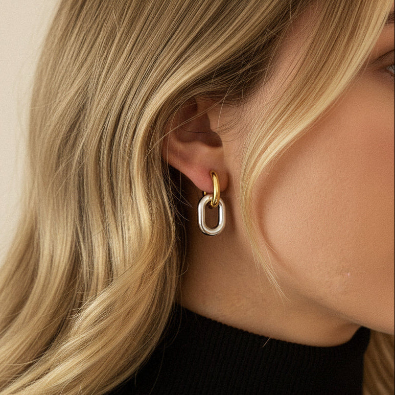 [GALE]Pippa Two Tone Double Hoops