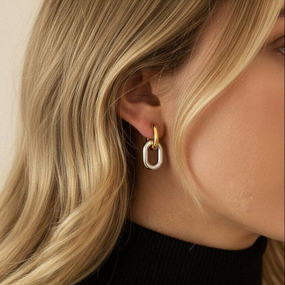 [GALE]Pippa Two Tone Double Hoops