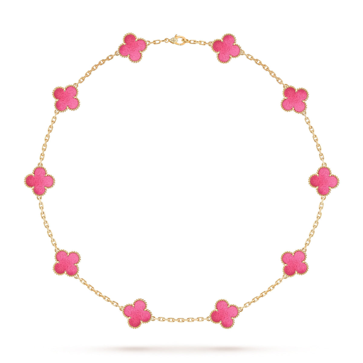 [GALE]NEW CLOVER 10 MOTIFS PINK ENAMEL NECKLACE