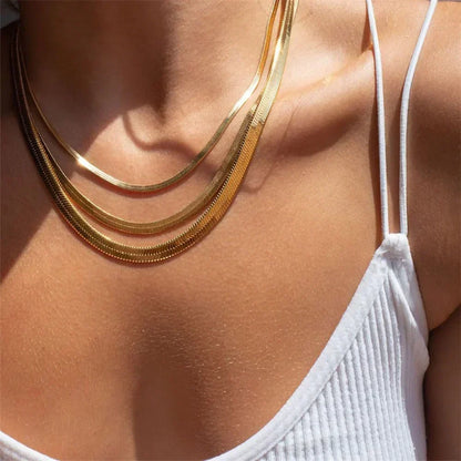[GALE]Elizabeth Gold Herringbone Necklace