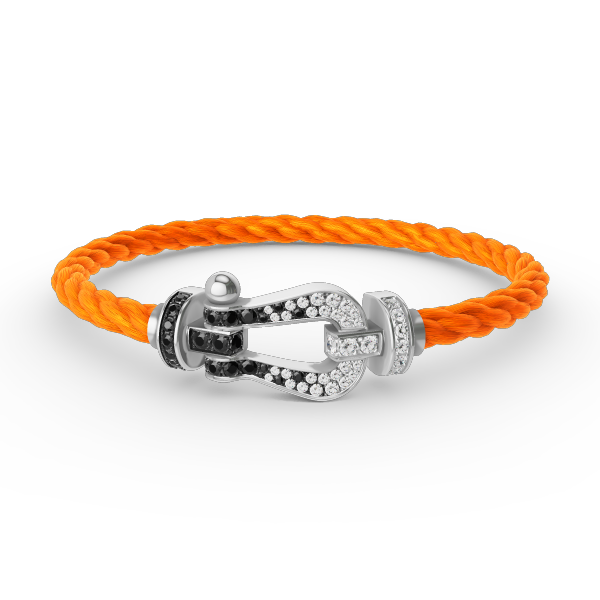 [GALE]FORCE LARGE HORSESHOE BLACK WHITE DIAMOND BRACELET SILVER