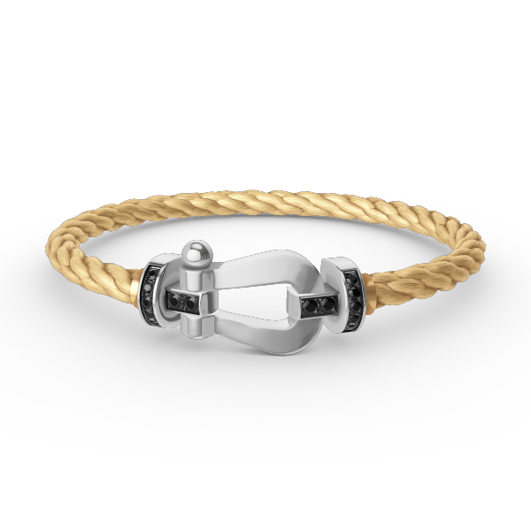 [GALE]FORCE LARGE HORSESHOE BLACK DIAMOND BRACELET SILVER