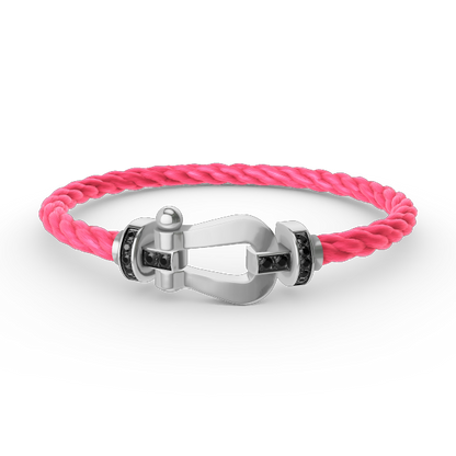[GALE]FORCE LARGE HORSESHOE BLACK DIAMOND BRACELET SILVER