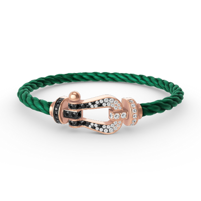 [GALE]FORCE LARGE HORSESHOE BLACK WHITE DIAMOND BRACELET ROSE GOLD
