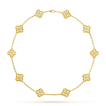 [GALE]CLOVER 10 MOTIFS DIAMOND NECKLACE