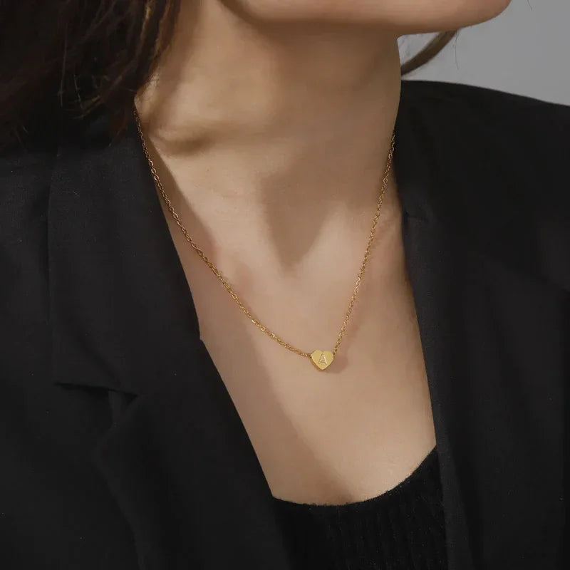 [GALE]Heart Initial Gold Necklace