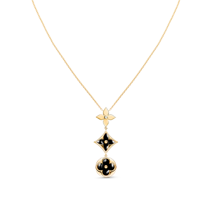 [GALE] Halskette mit Stern und Sonne, Onyx, Rosa und Gold