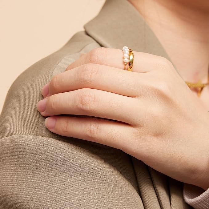 [GALE]Magnolia Freshwater Pearl Gold Ring