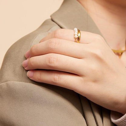 [GALE]Magnolia Freshwater Pearl Gold Ring