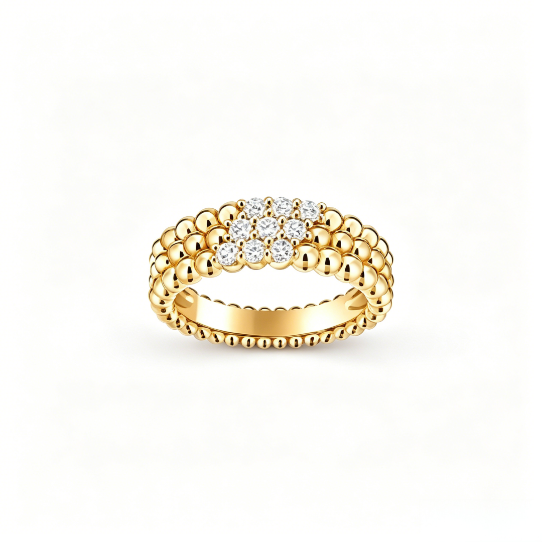 [GALE] THREE-ROW DIAMOND RING