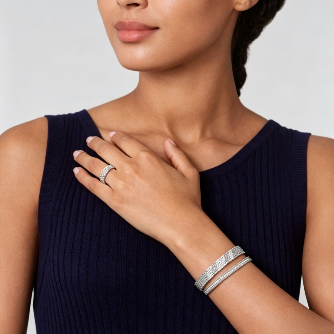 [GALE] THREE-ROW DIAMOND RING