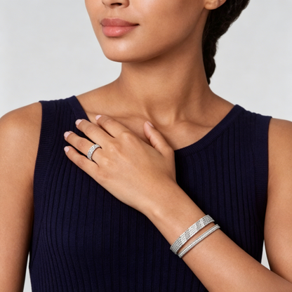 [GALE] THREE-ROW DIAMOND RING