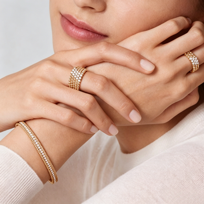 [GALE] THREE-ROW DIAMOND RING