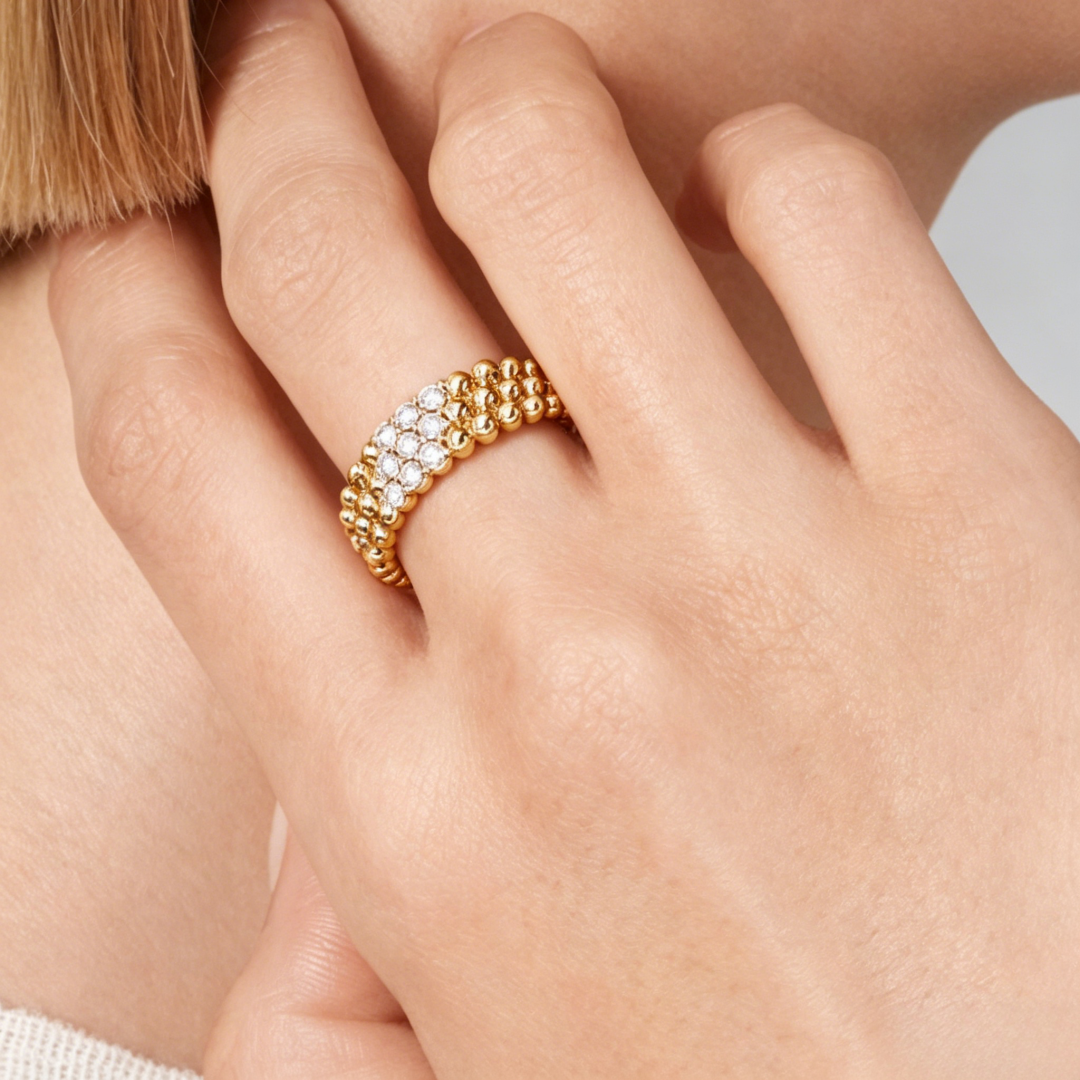 [GALE] THREE-ROW DIAMOND RING