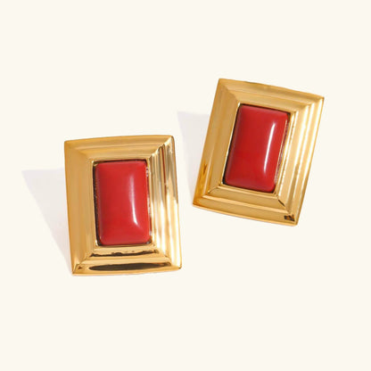 [GALE]Sybil Gold Enamel Earrings