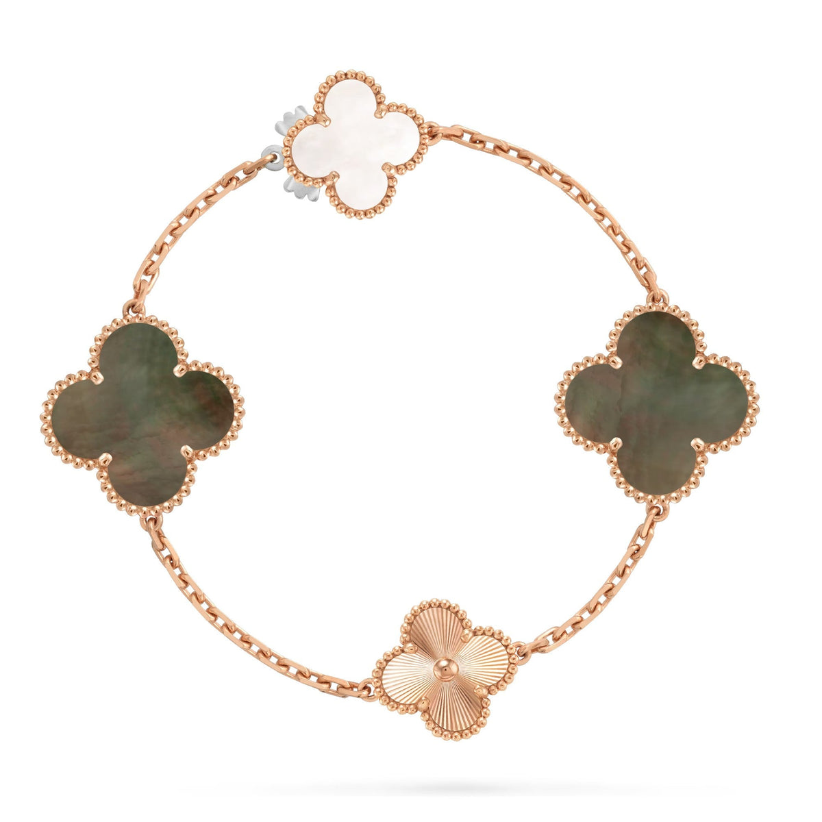 [GALE]DETACHABLE CLOVER 15(11+4) FLOWER ROSE GOLD NECKLACE SET